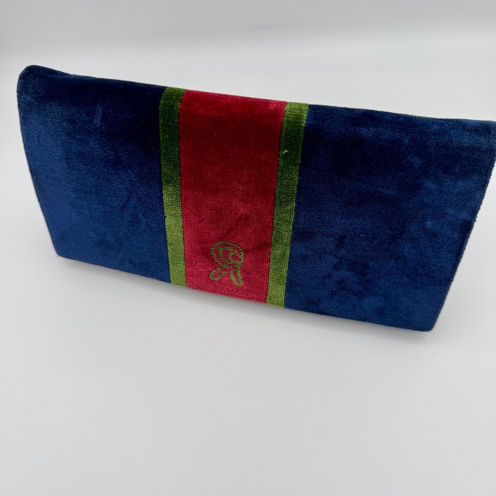 Vintage Roberta di Camerino Velvet Bag Clutch Italy Leather Lined + Mirror 11” - Picture 2 of 9